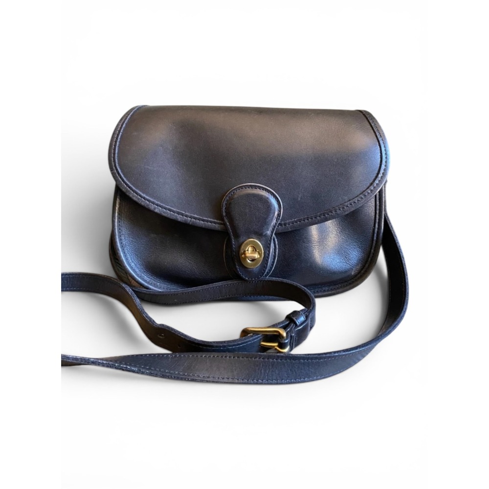 Coach VTGE Praire Black Leather Crossbody Bag Turnlock 090-995 USA collector